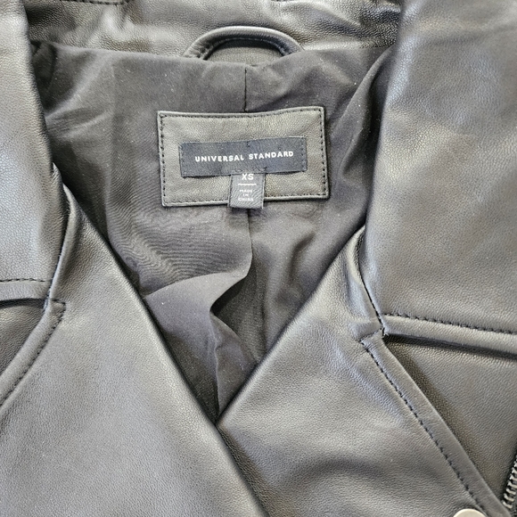 Universal Standard Black Leather Leeron Moto Jacket XS (10-12) New Without Tags - Picture 4 of 11